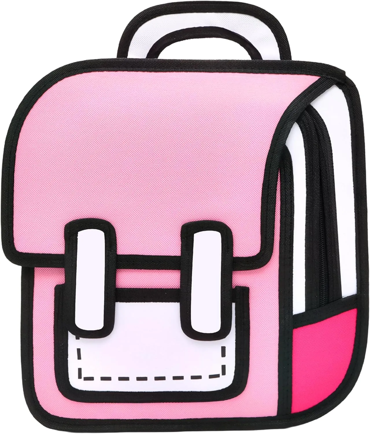 Kids Kawaii Backpack for Girls Cute Toddler 2D Cartoon Comic Paper Jump Bookbag Fun Weird School Schoolbag (Pink, Small)