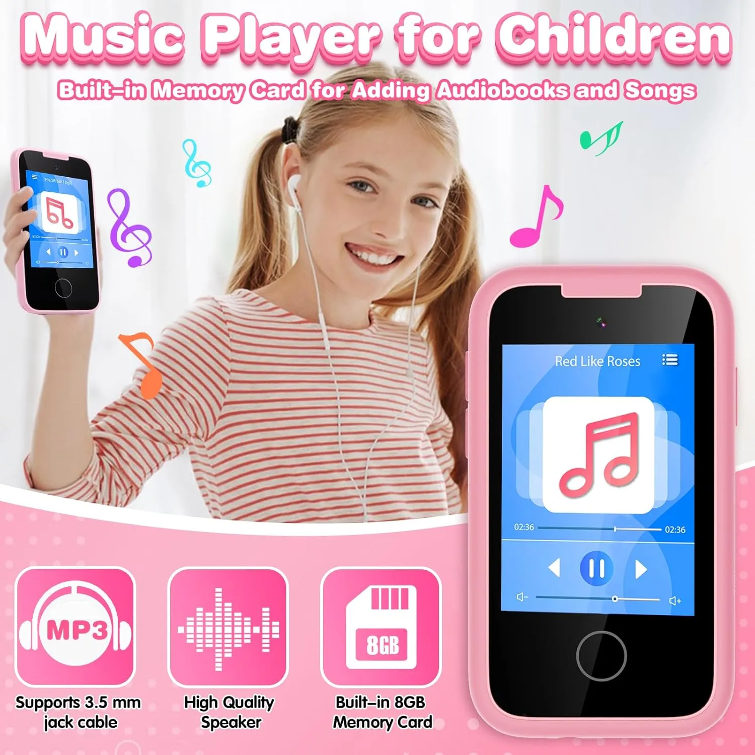 Kids Phone Gifts and Toys for Girls Boys Age 3-8, Phone Toy with Dual Camera, MP3 Music Player, Games, ABCs Touchscreen Toddler Phone Learning Toy Birthday Gifts for Girls Boys 3 4 5 6 7 8 Year Old