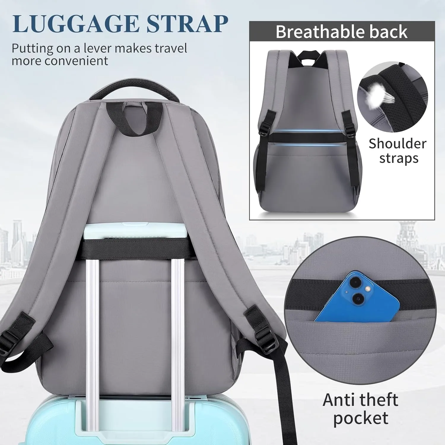 Kids School Bakcpack for Women Aesthetic Laptop Backpack Grey Lightweight College Bookbag Travel Casual Daypack