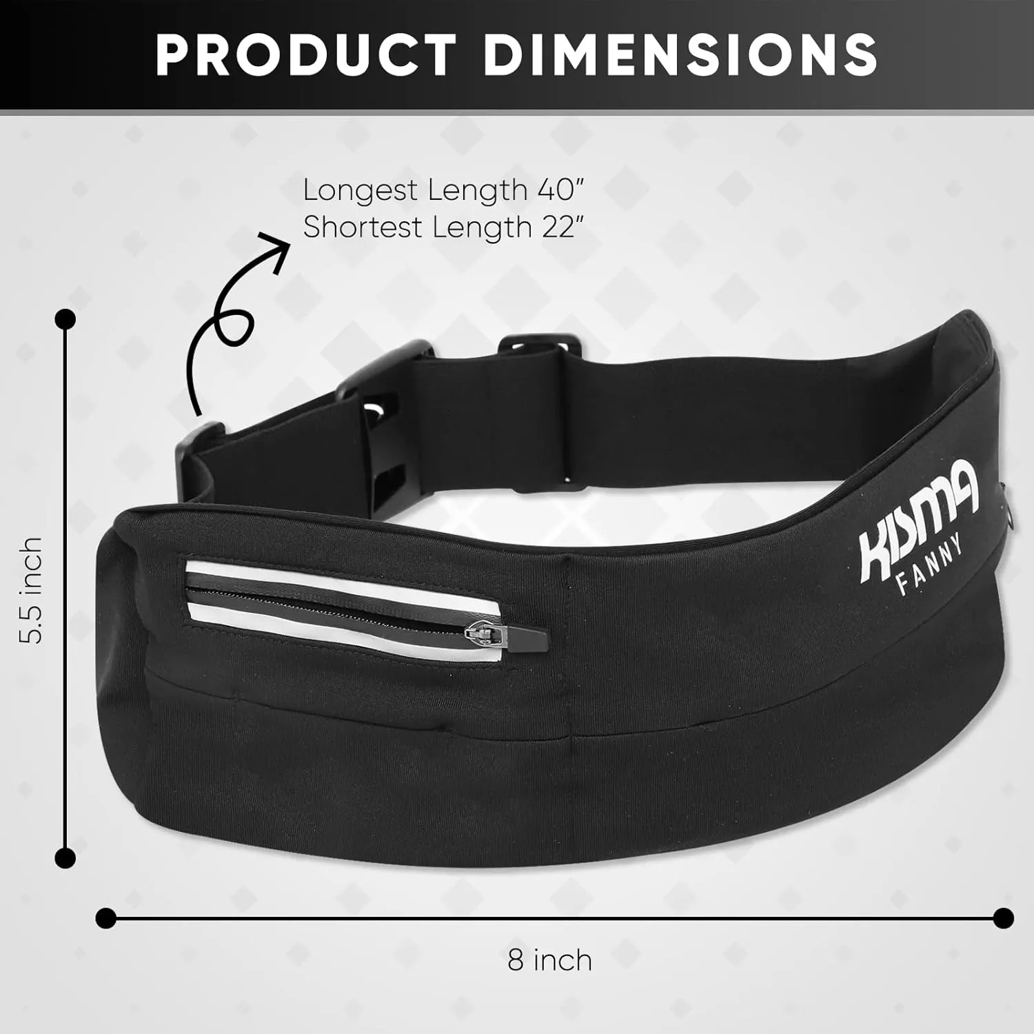 Kisma Running Fanny Pack and Sport Waist Belt for Runners, Hikers, and Travelers, Lightweight Moisture-Wicking Neoprene, Long Adjustable Strap to Fit Men and Women (Blue)
