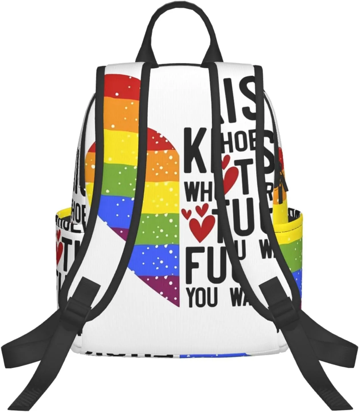 Kiss Whoever The Fuck You Want LGBT Rainbow Gay Pride Heart Travel Laptop Backpack Casual Backpacks Double Shoulder Daypack Notebook Rucksack Work Bags Sports Bag for Hiking Camping Beach