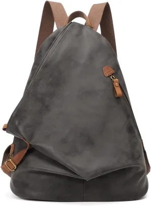 KL928 PU Leather Vintage Backpack – Large Casual Daypack Outdoor Travel Rucksack Hiking Backpacks for Men Women