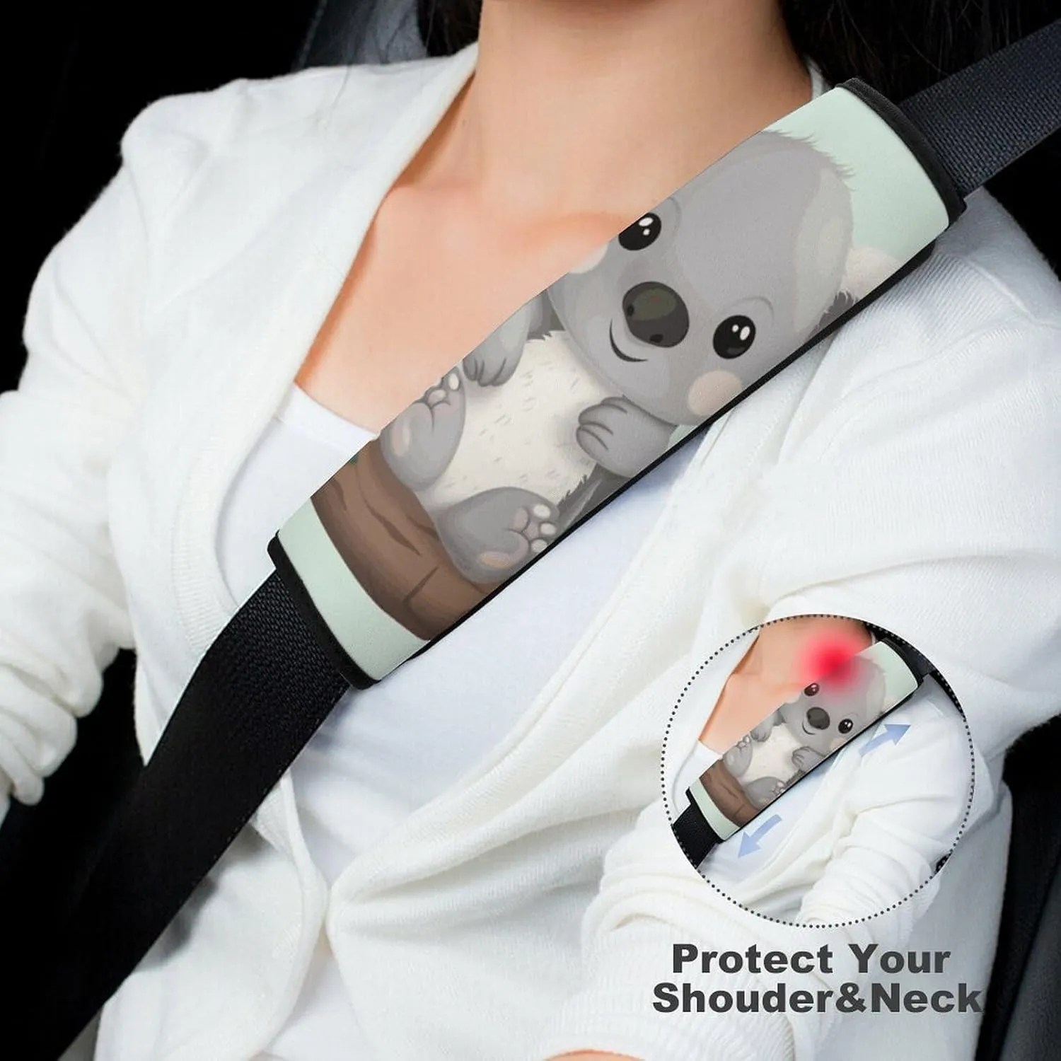 Koala Auto Seat Belt Cover 2PCS Universal Car Seat Belt Shoulder Protector Pad, Protect Your Shoulders and Neck for Car Seat Belt, Shoulder Bag, Backpack