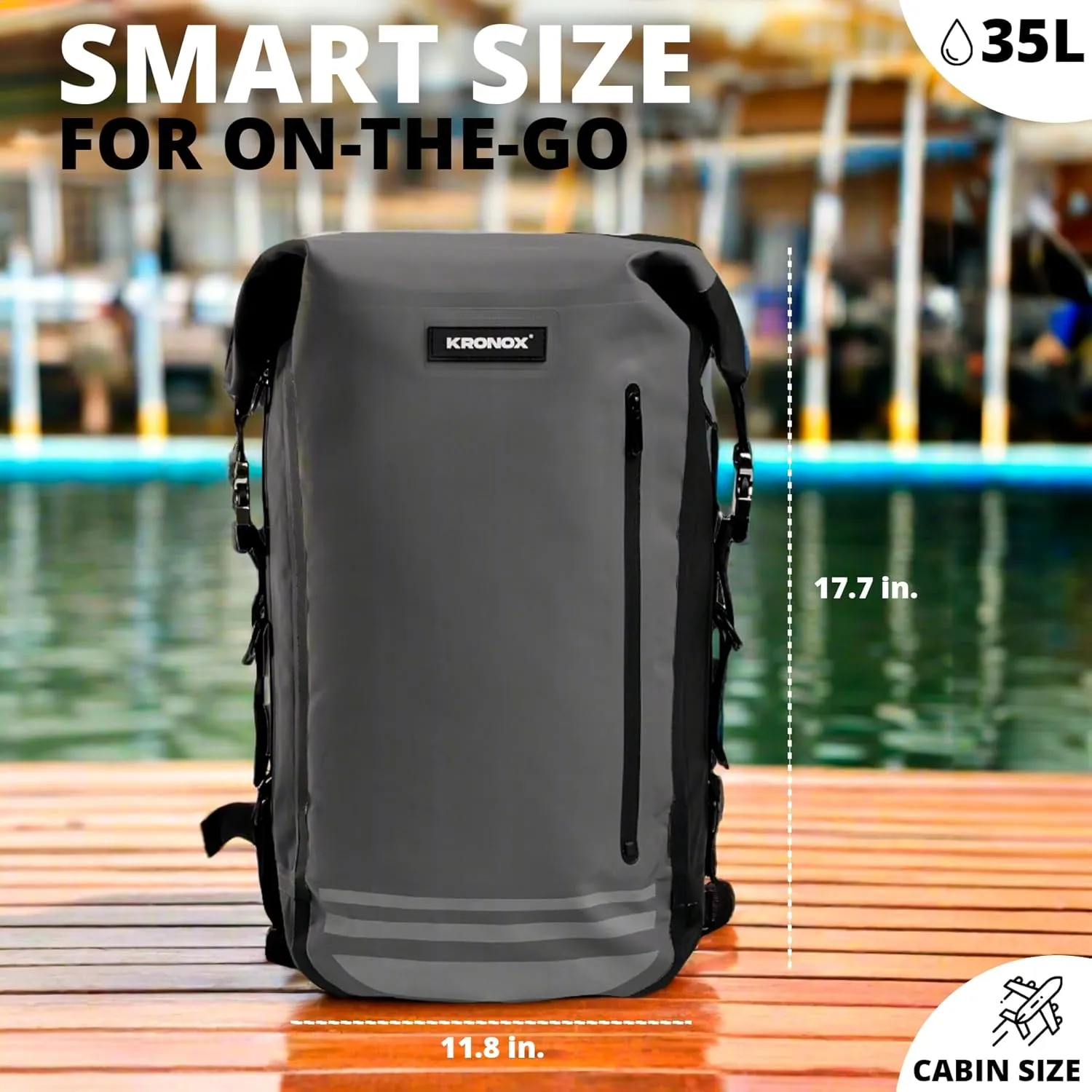 KRONOX 30L Waterproof Backpack for Men – IPX7 Submersible Dry Bag with Laptop Sleeve, Lightweight & Durable for Travel