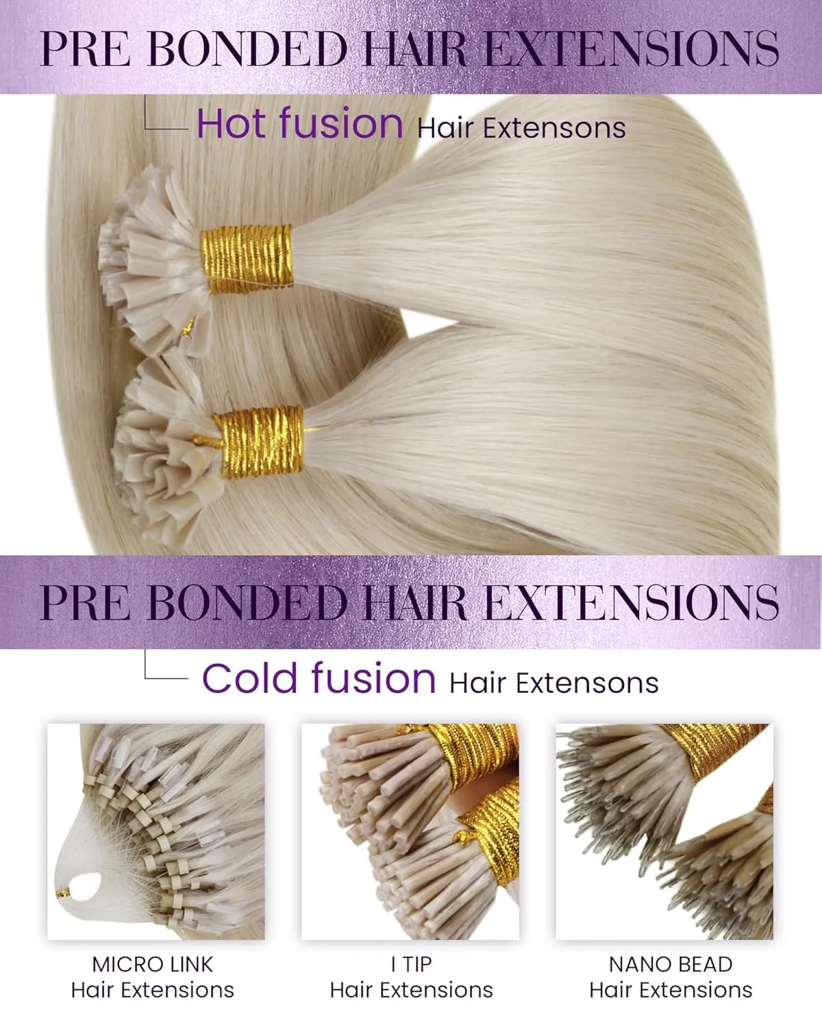 LaaVoo Blonde U Tip Hair Extensions Human Hair Platinum Blonde K Tip Hair Extensions Real Human Hair 22 in Ktip Human Hair Extensions Blonde Hot Fusion Long Straight 50g 50s