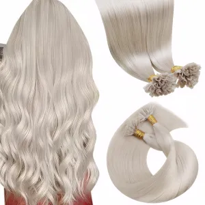 LaaVoo Blonde U Tip Hair Extensions Human Hair Platinum Blonde K Tip Hair Extensions Real Human Hair 22 in Ktip Human Hair Extensions Blonde Hot Fusion Long Straight 50g 50s