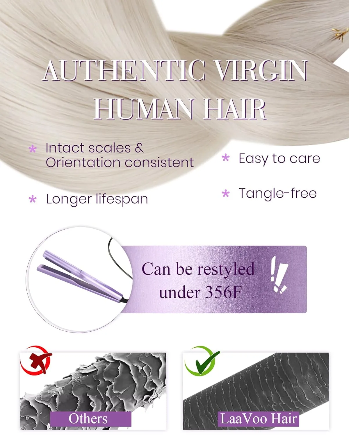 LaaVoo Blonde U Tip Hair Extensions Human Hair Platinum Blonde K Tip Hair Extensions Real Human Hair 22 in Ktip Human Hair Extensions Blonde Hot Fusion Long Straight 50g 50s