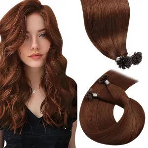 LaaVoo U Tip Hair Extensions Human Hair Auburn K Tip Hair Extensions Real Human Hair Long Straight 50g/50s 22 Inch