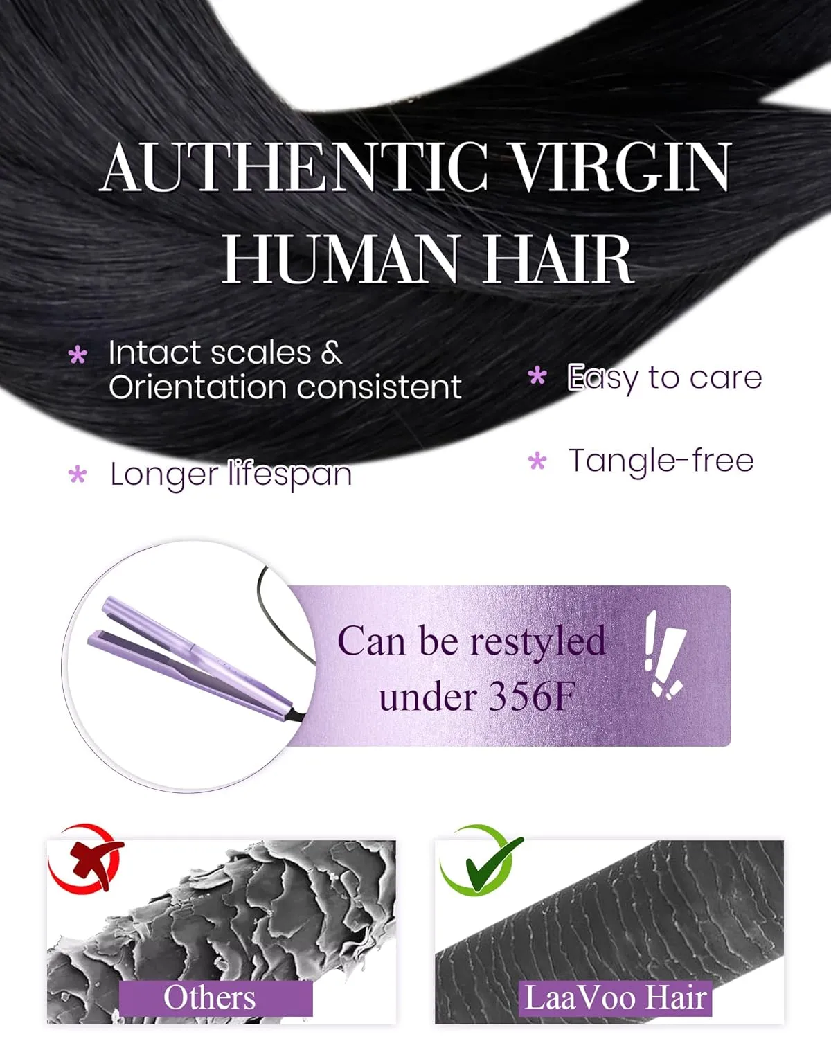 LaaVoo U Tip Hair Extensions Human Hair Jet Black Ktip Hair Extensions Hot Fusion 50g 50s 14 Inch