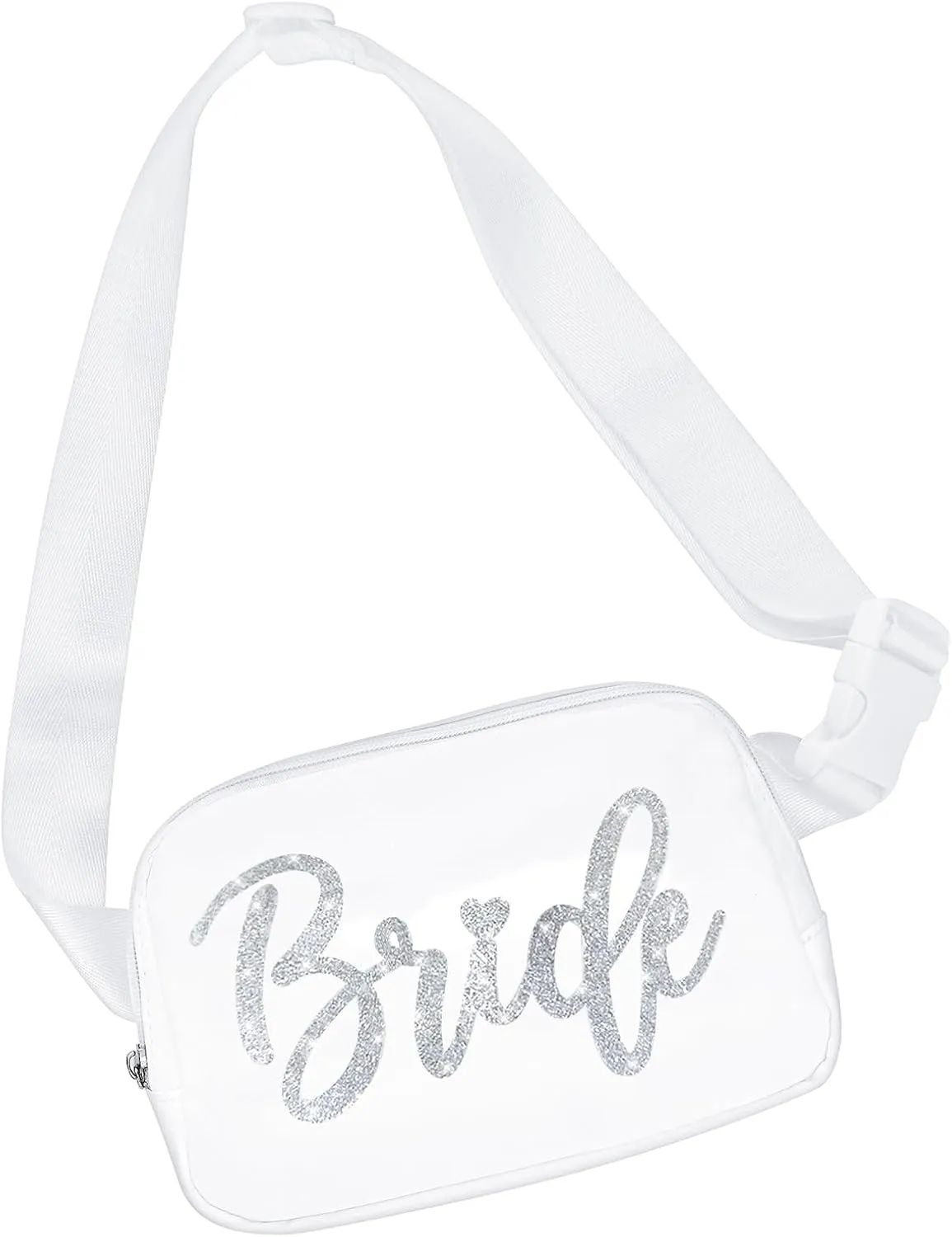 Lamyba Bachelorette Gifts: Bride Fanny Pack, Bride to be Gift, Bachelorette Party Favors for Bridal Shower Wedding Day, Silver Belt Bag with Adjustable Strap, Crossbody Bag, Purse