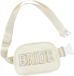 Lamyba Bride Gifts, Bachelorette Gifts for Bride - Bride Fanny Pack, Bride to be Gifts for Bridal Shower Party Wedding day, Waterproof Belt Crossbody Waist Bag for Bride, Adjustable Strap, Beige