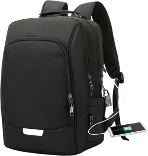 Laptop Backpack, Anti Theft Black Backpack with Security Combination Lock for Men & Women, Water Resistant Work School Business Travel Commuter Laptop Bag