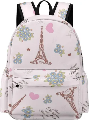 Laptop Backpack for Men Women Grunge Eiffel Tower Travel Work Backpack with Compartment Large Capacity Spring Cute Flowers Daypack Business Work Bag