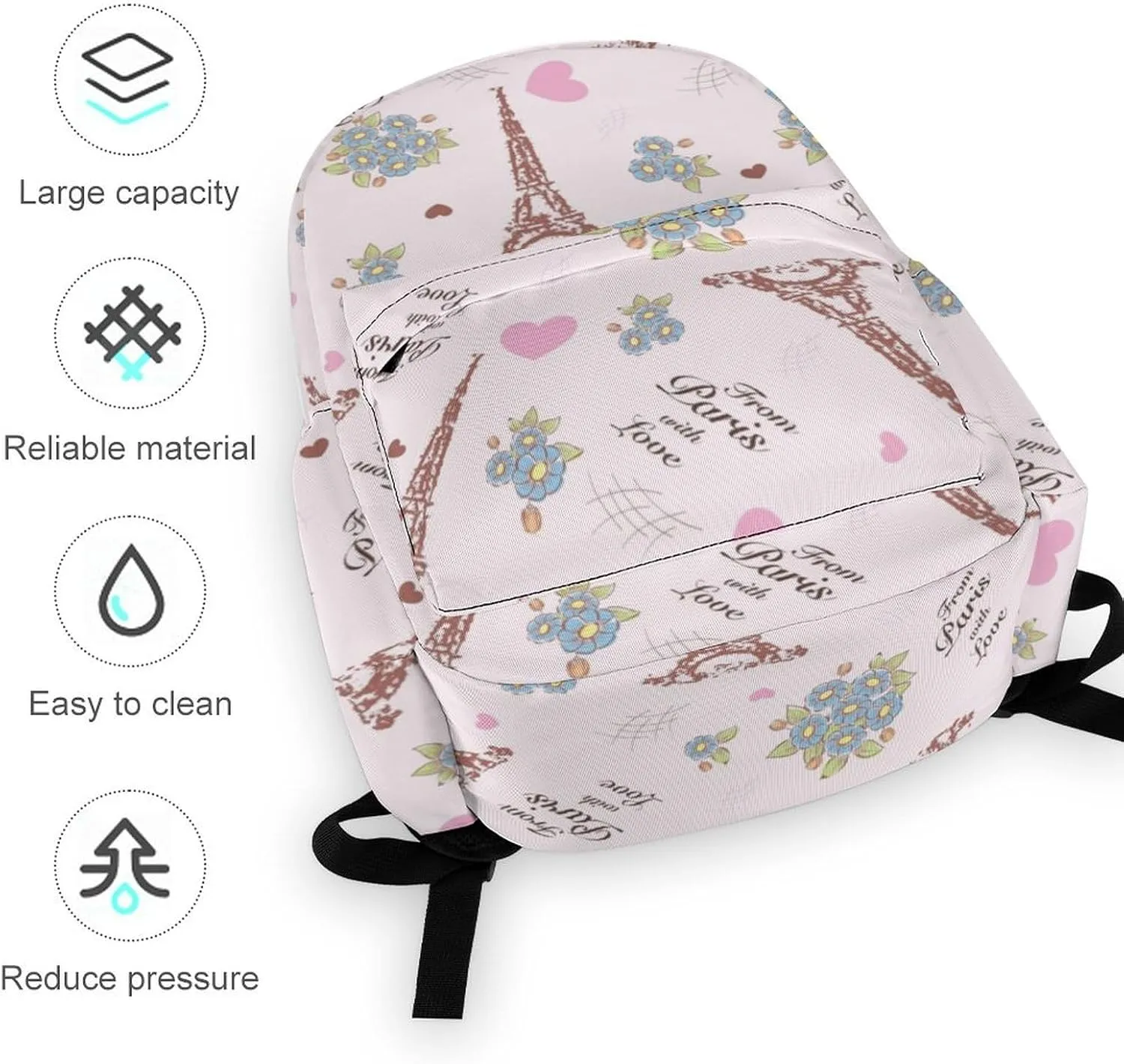 Laptop Backpack for Men Women Grunge Eiffel Tower Travel Work Backpack with Compartment Large Capacity Spring Cute Flowers Daypack Business Work Bag