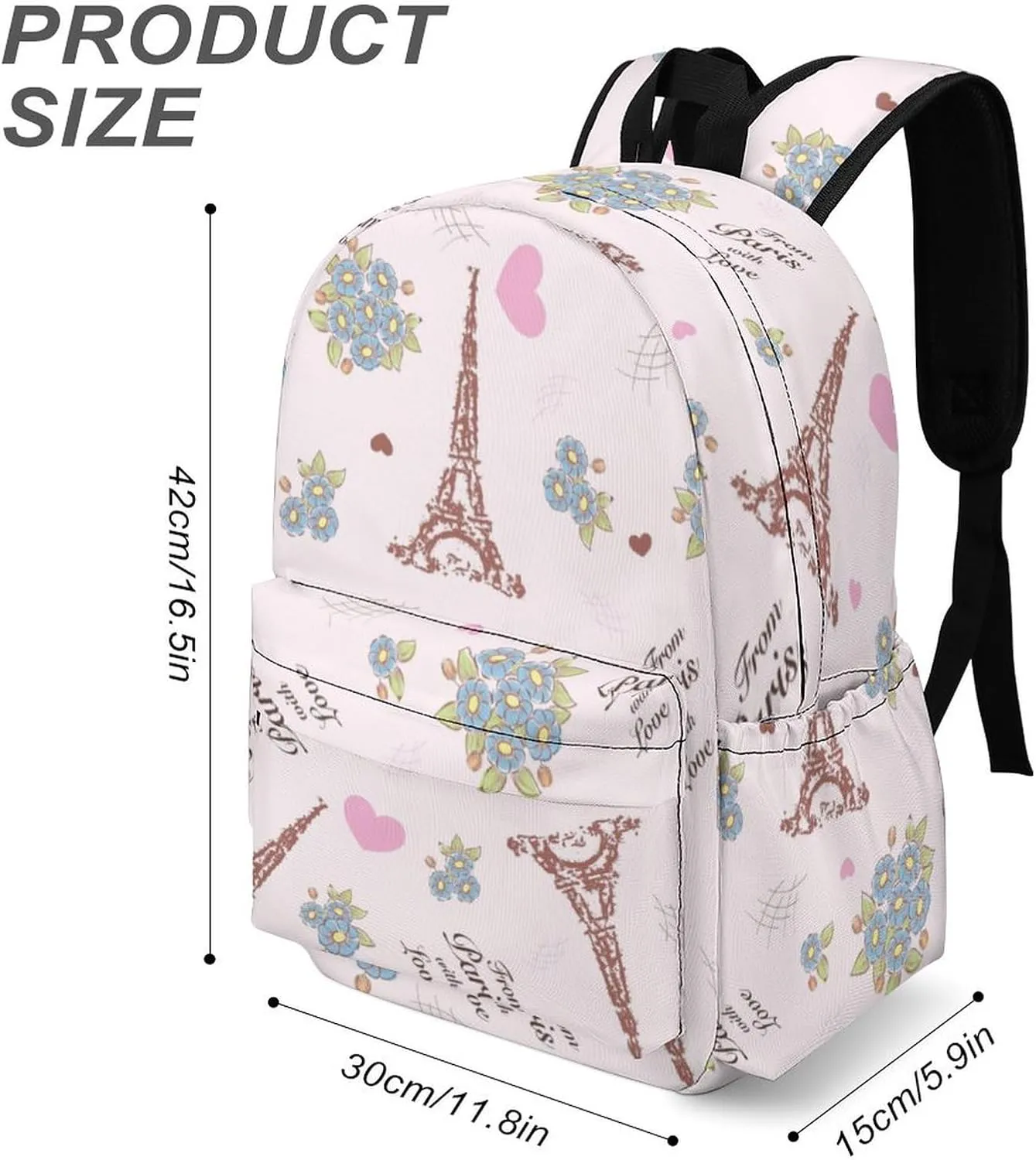 Laptop Backpack for Men Women Grunge Eiffel Tower Travel Work Backpack with Compartment Large Capacity Spring Cute Flowers Daypack Business Work Bag