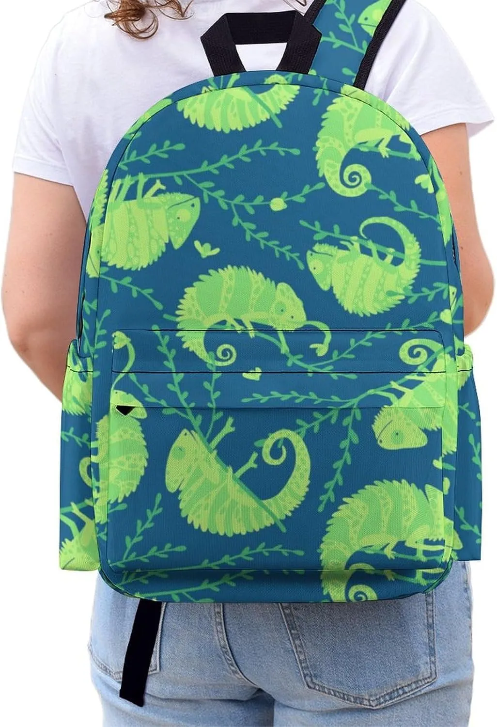 Laptop Backpack for Men Women Summer Funny Chameleons Travel Work Backpack with Compartment Large Capacity Daypack Business Work Bag