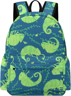 Laptop Backpack for Men Women Summer Funny Chameleons Travel Work Backpack with Compartment Large Capacity Daypack Business Work Bag