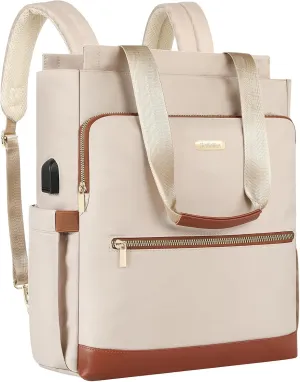Laptop Backpack for Women, 15.6 Inch Laptop Bookbag with Hidden Shoulder Straps USB Charging Port, Convertible Tote Backpack for Teacher Nurse Work,Wide Open Computer Daypack for College Travel Casual