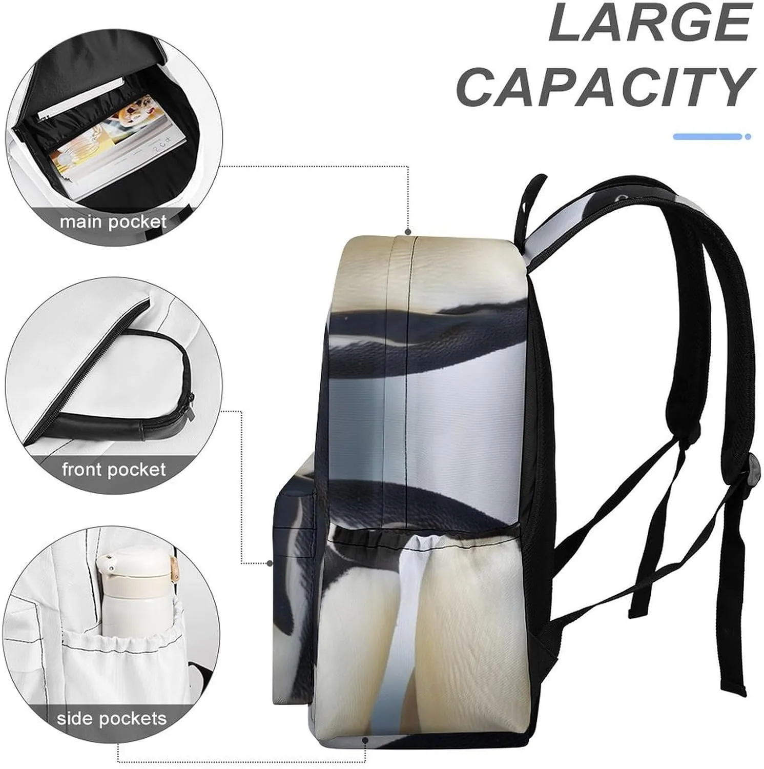 Laptop Backpack for Women Men Daypack Waterproof I Love Penguins Computer Bag Business Work Bag for Travel