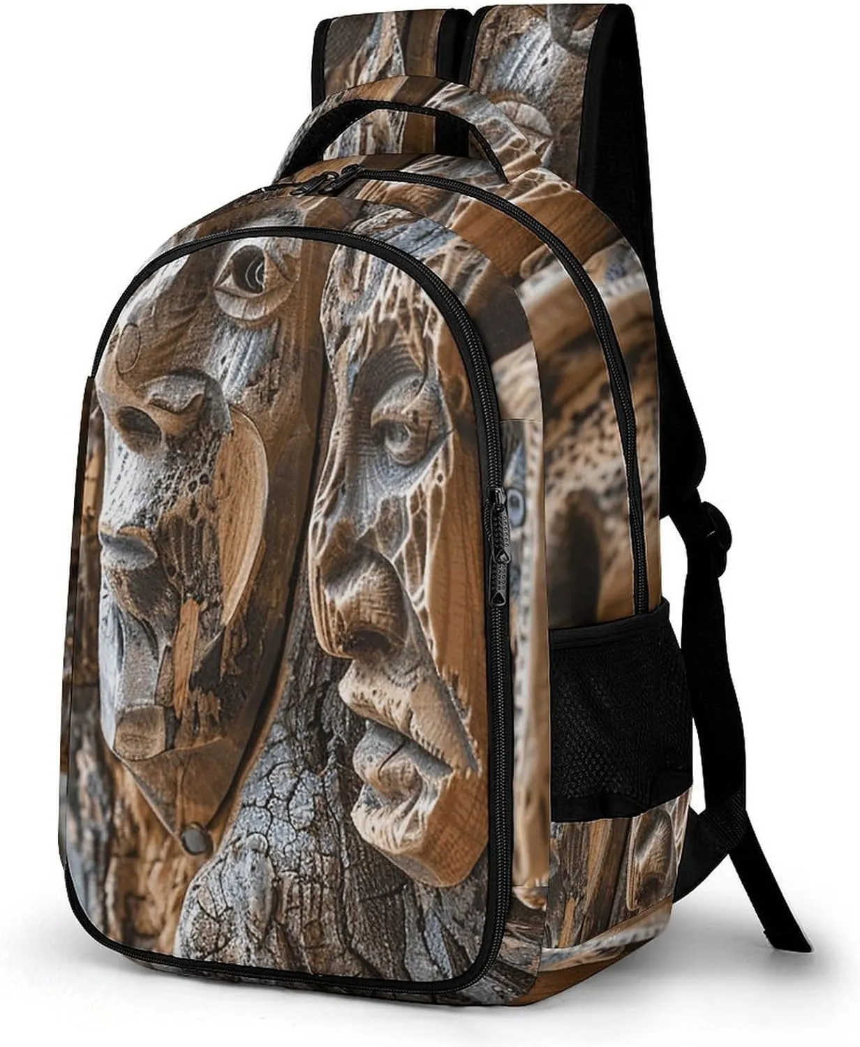 Laptop Backpack for Women Men Daypack Waterproof Wood Carving Texture Computer Bag Business Work Bag for Travel