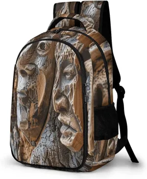 Laptop Backpack for Women Men Daypack Waterproof Wood Carving Texture Computer Bag Business Work Bag for Travel