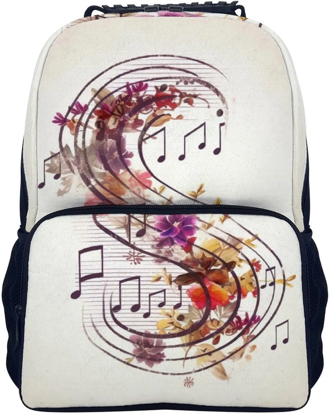 Laptop Backpack Musical Note Floral Daypack Computer Bag Travel Laptop Bag Casual Nurse Bag for Women Men