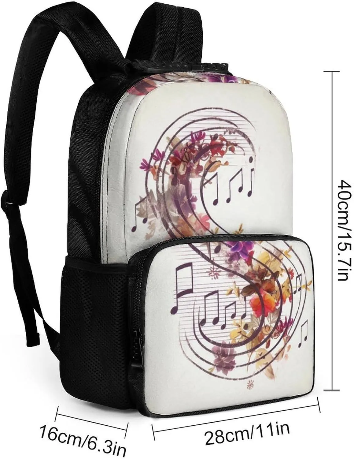Laptop Backpack Musical Note Floral Daypack Computer Bag Travel Laptop Bag Casual Nurse Bag for Women Men