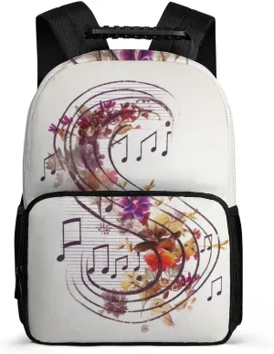 Laptop Backpack Musical Note Floral Daypack Computer Bag Travel Laptop Bag Casual Nurse Bag for Women Men