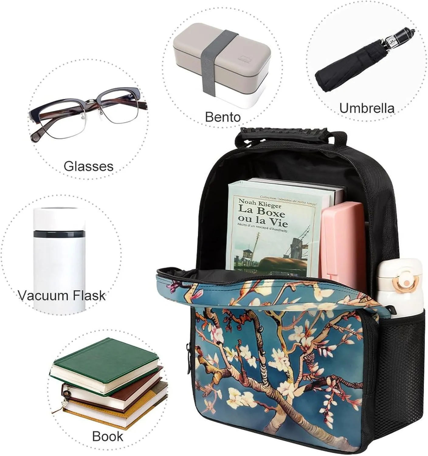 Laptop Backpack Pale White Flowers Daypack Computer Bag Travel Laptop Bag Casual Nurse Bag for Women Men