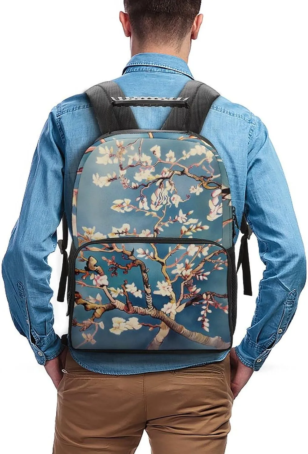 Laptop Backpack Pale White Flowers Daypack Computer Bag Travel Laptop Bag Casual Nurse Bag for Women Men