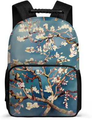 Laptop Backpack Pale White Flowers Daypack Computer Bag Travel Laptop Bag Casual Nurse Bag for Women Men