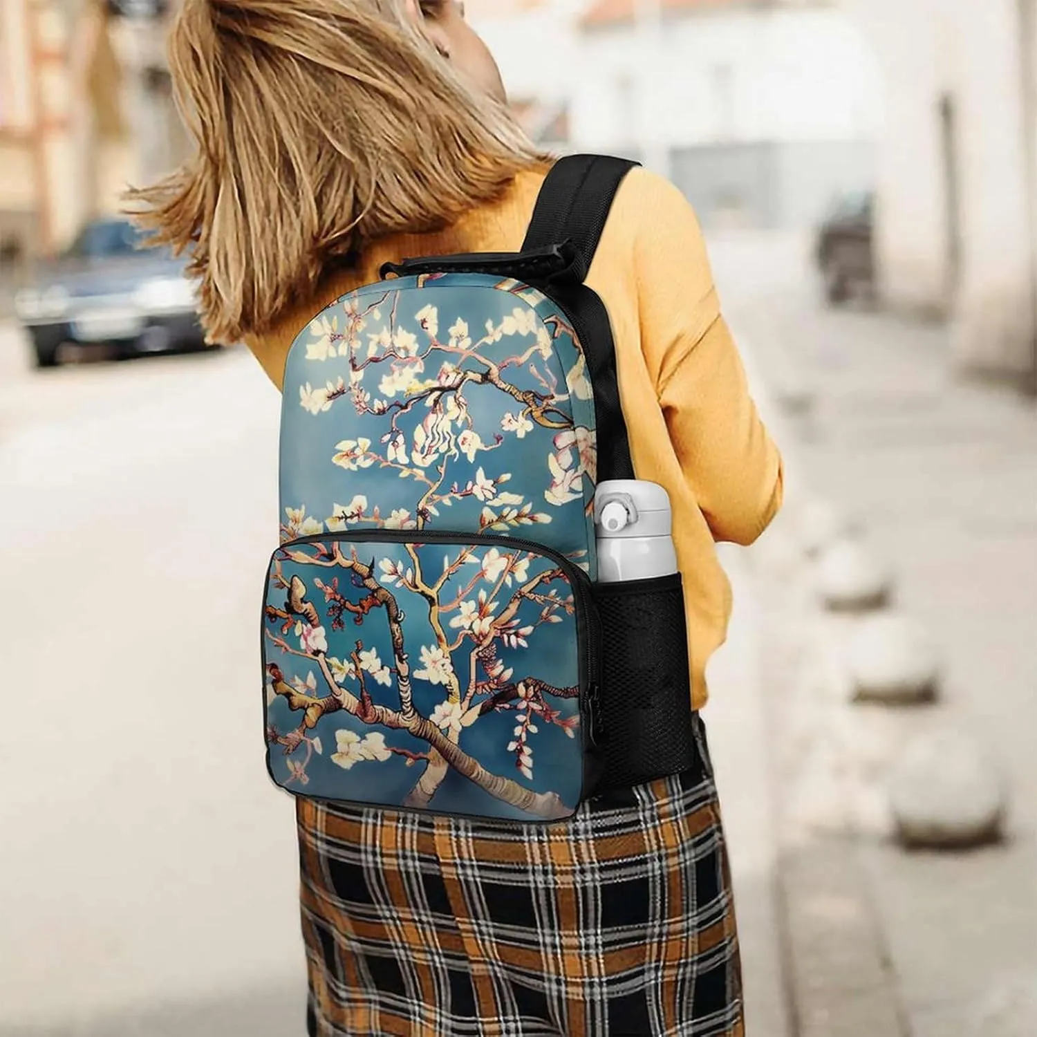 Laptop Backpack Pale White Flowers Daypack Computer Bag Travel Laptop Bag Casual Nurse Bag for Women Men