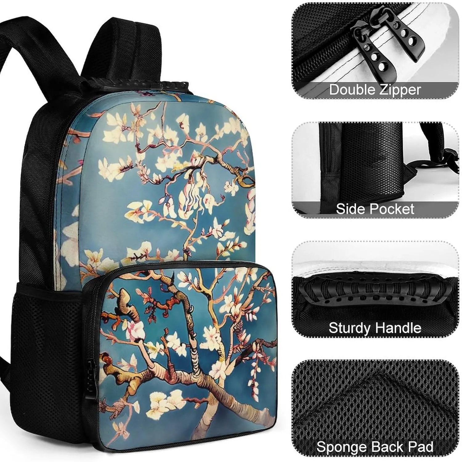 Laptop Backpack Pale White Flowers Daypack Computer Bag Travel Laptop Bag Casual Nurse Bag for Women Men
