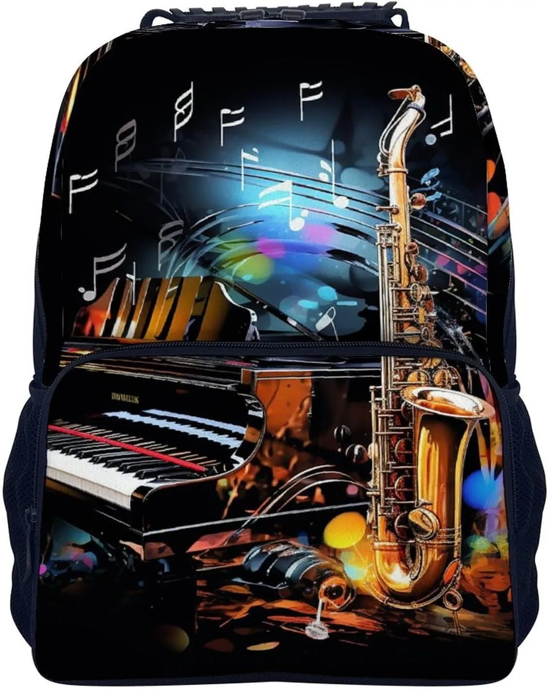 Laptop Backpack Saxophone And Piano Daypack Computer Bag Travel Laptop Bag Casual Nurse Bag for Women Men
