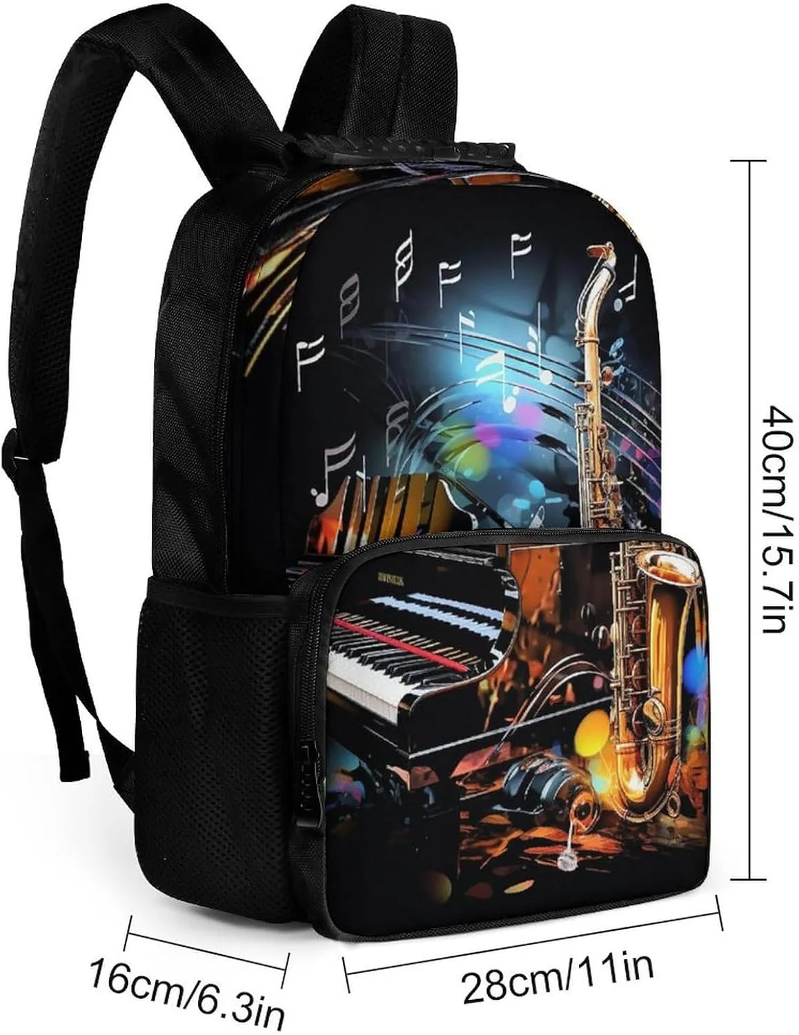 Laptop Backpack Saxophone And Piano Daypack Computer Bag Travel Laptop Bag Casual Nurse Bag for Women Men