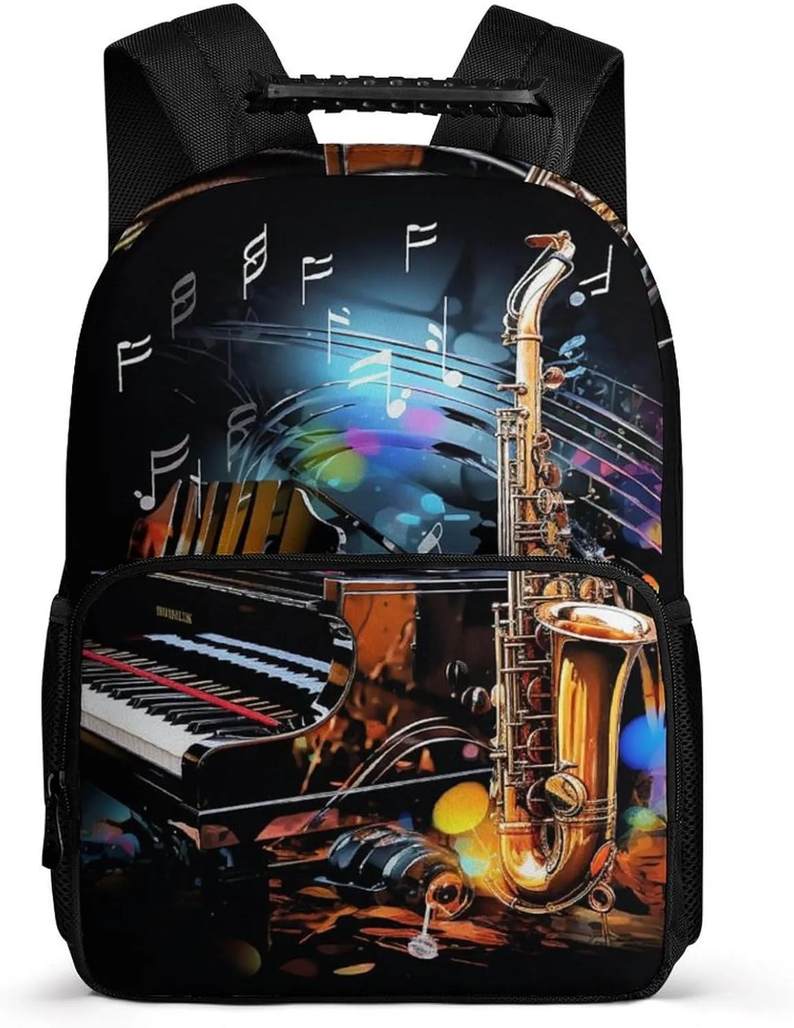 Laptop Backpack Saxophone And Piano Daypack Computer Bag Travel Laptop Bag Casual Nurse Bag for Women Men