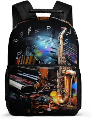 Laptop Backpack Saxophone And Piano Daypack Computer Bag Travel Laptop Bag Casual Nurse Bag for Women Men