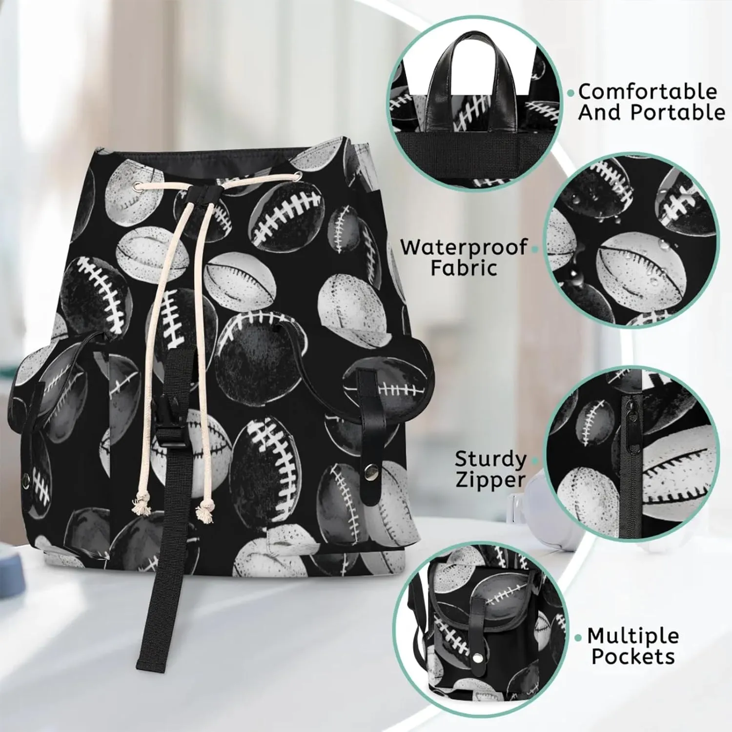 Laptop Backpacks Football Print Travel Backpack for Women Work Backpack Computer Bag for Business Travel Fits 15 Inch Laptop