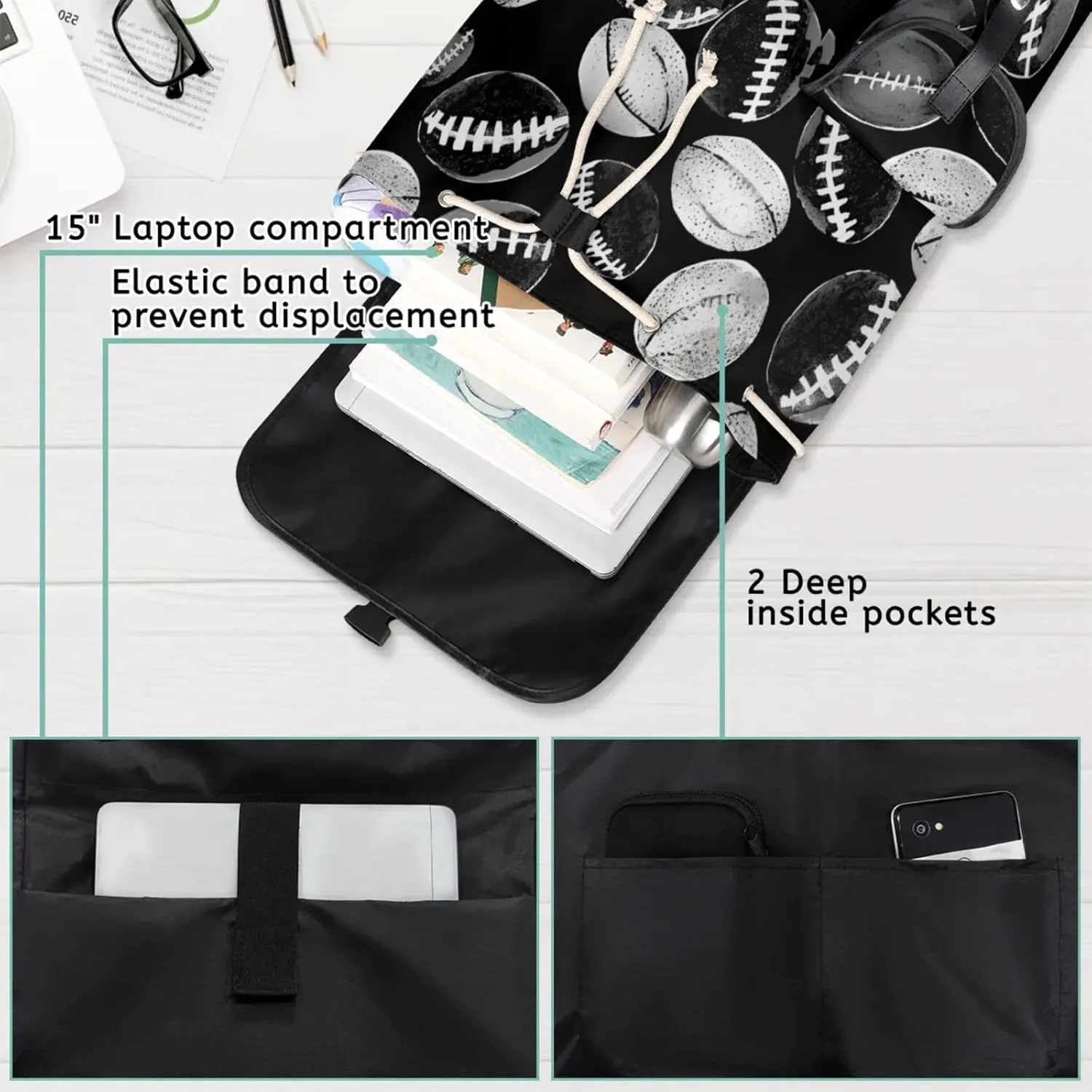 Laptop Backpacks Football Print Travel Backpack for Women Work Backpack Computer Bag for Business Travel Fits 15 Inch Laptop