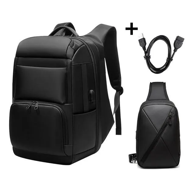 Large capacity men's backpacks USB interface Shoulders Anti-theft Travel Backpack 15-17 inch waterproof laptop backpack