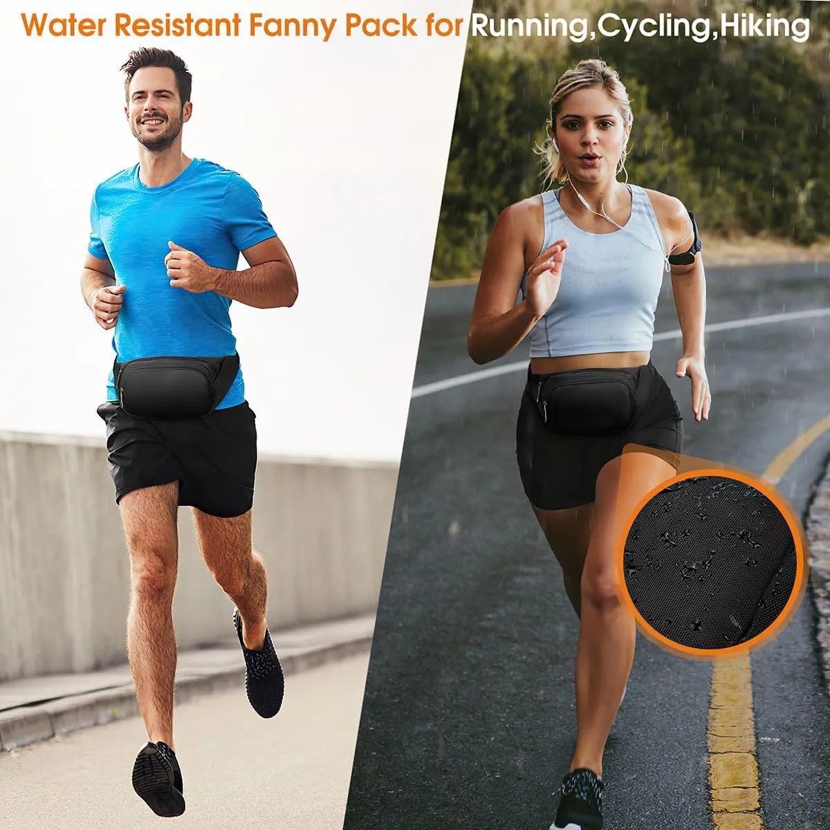 Large Fanny Pack for Women Men - Syican Waist bag with 3-Zipper Pockets, Gifts for Enjoy Sports Traveling Workout Casual Hands-Free crossbody bags Fits MAX 7.9'' iPad & 6.6'' Phone