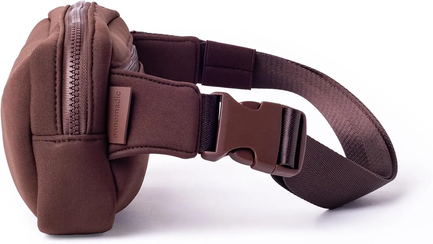 Large Neoprene Fanny Pack with Adjustable Strap, Crossbody Bag for Men & Women with 2 Zippers, Water Resistant Waist Pack for Travel, Sports, Festivals, Workouts, Bum Bag Fits Phones & Wallets (Brown)
