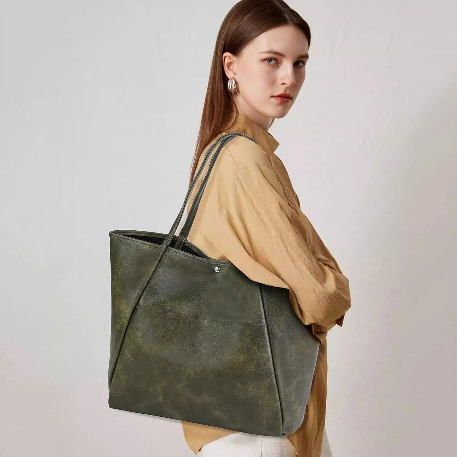 Large Tote Bag for Women Work 25L Travel Vegan Leather Ladies Handbags Weekender Purses