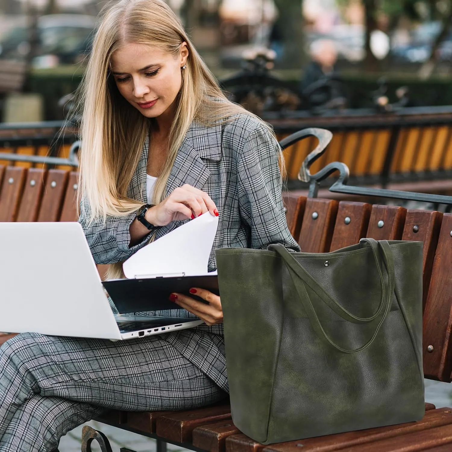 Large Tote Bag for Women Work 25L Travel Vegan Leather Ladies Handbags Weekender Purses