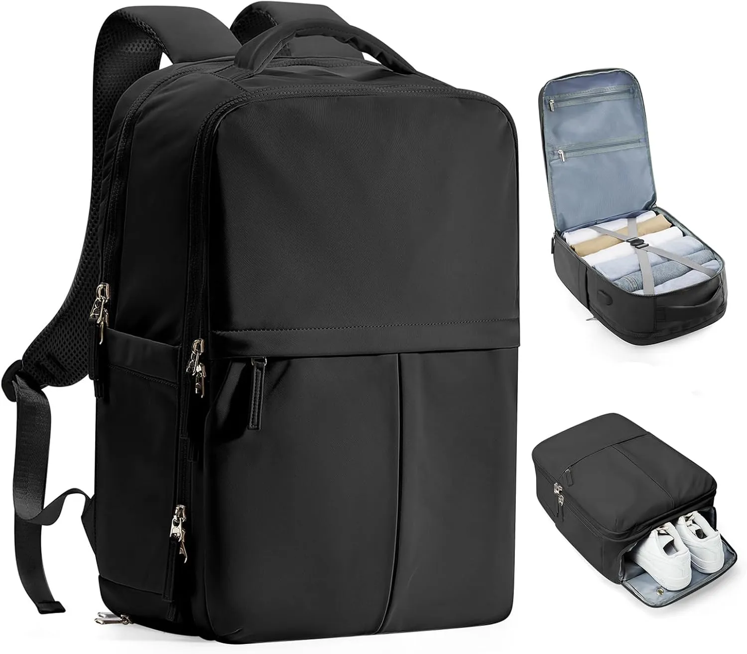 Large Travel Backpack Carry On Flight Approved for Women Men Carry On Backpack for Airplanes Mochila De Viaje Suitcase Backpack for Travel Personal Item Backpack Black