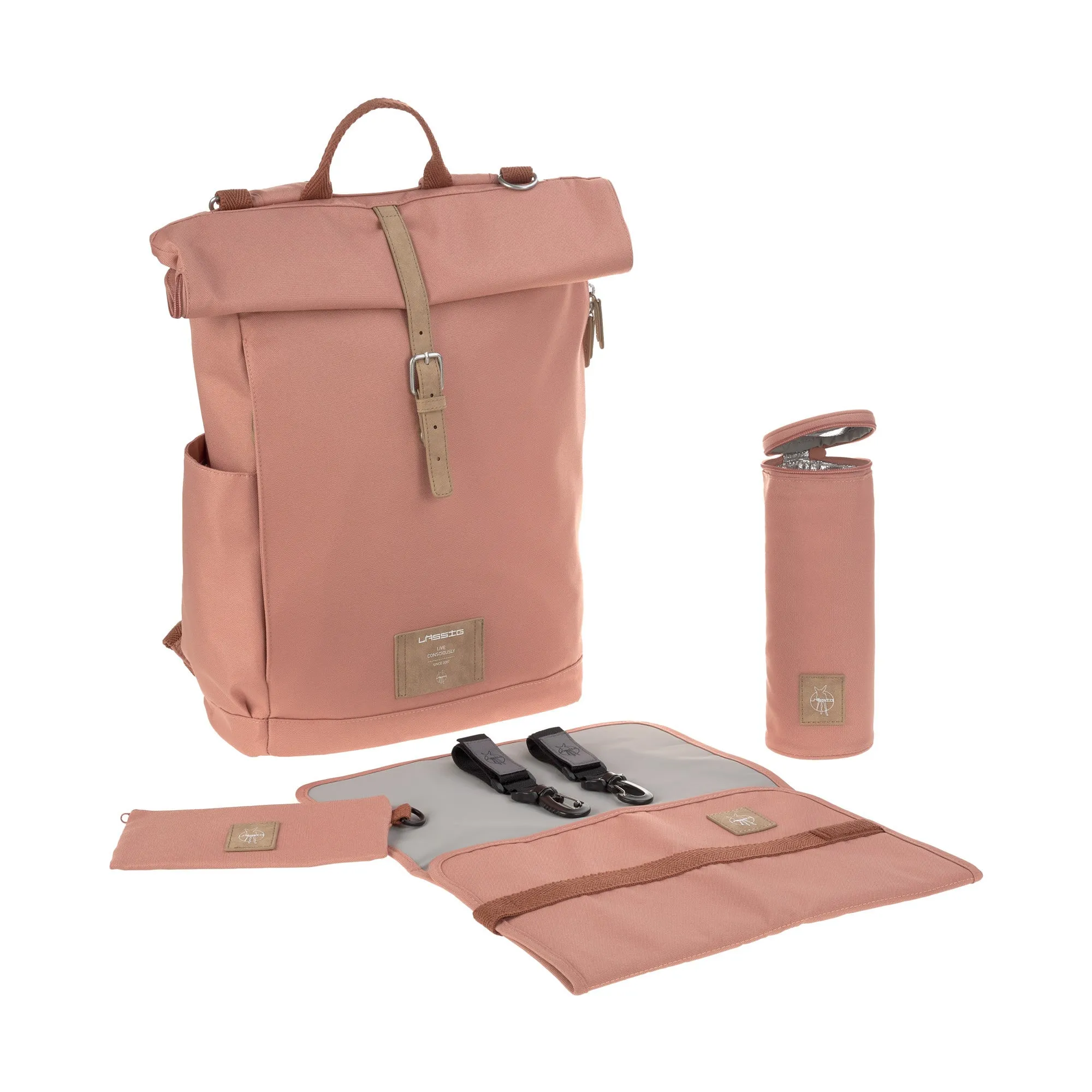 Lassig Rolltop Nappy Backpack - Cinnamon