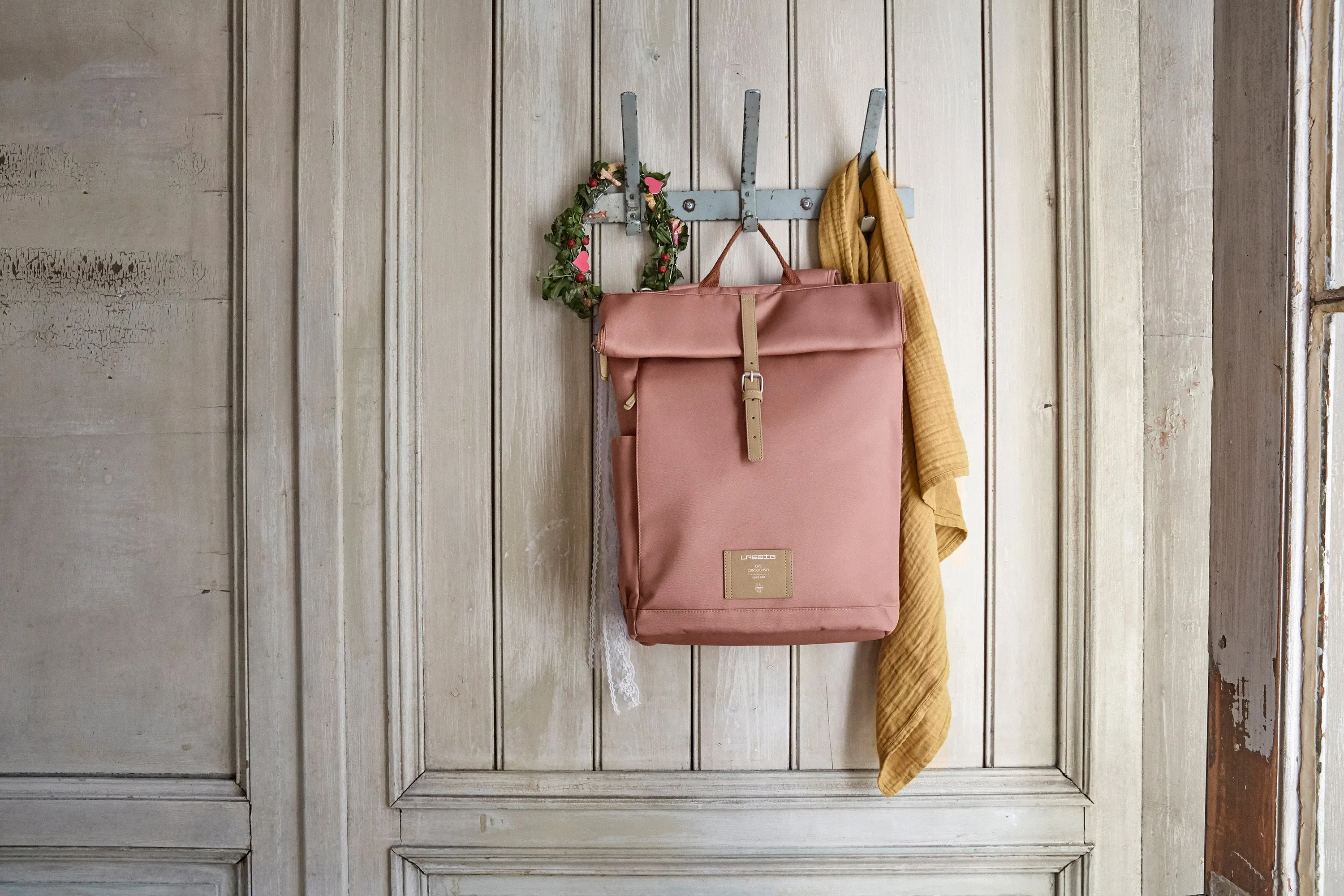 Lassig Rolltop Nappy Backpack - Cinnamon