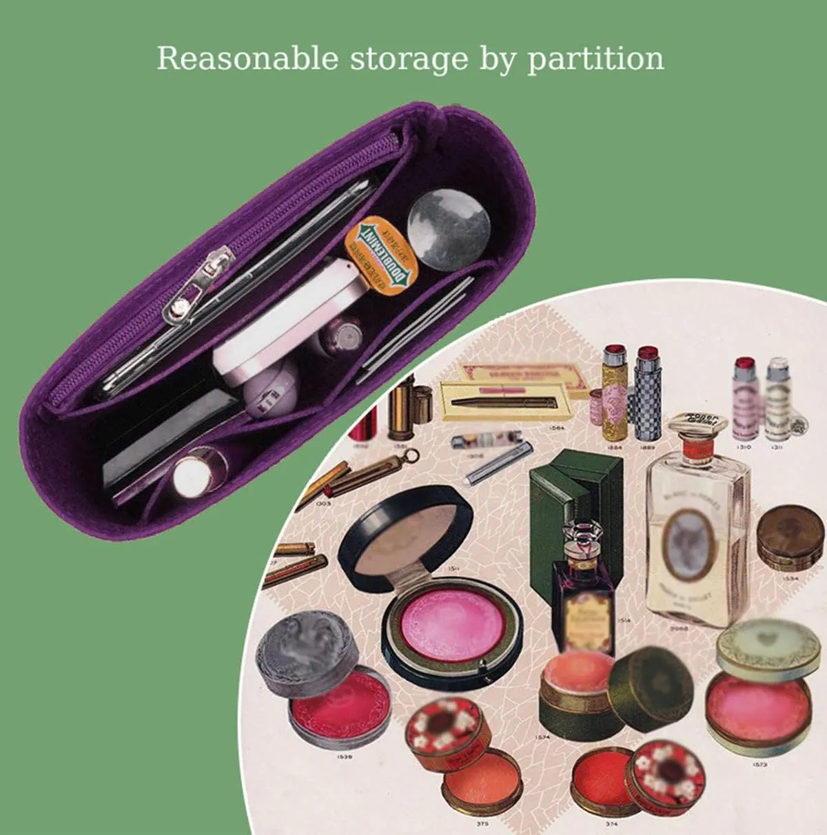 Lckaey Bag Organizer Insert for Classic Flap small bag Shaper Purse Insert - Premium Handbag Felt Organizer 2009Purple-S