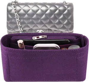Lckaey Bag Organizer Insert for Classic Flap small bag Shaper Purse Insert - Premium Handbag Felt Organizer 2009Purple-S