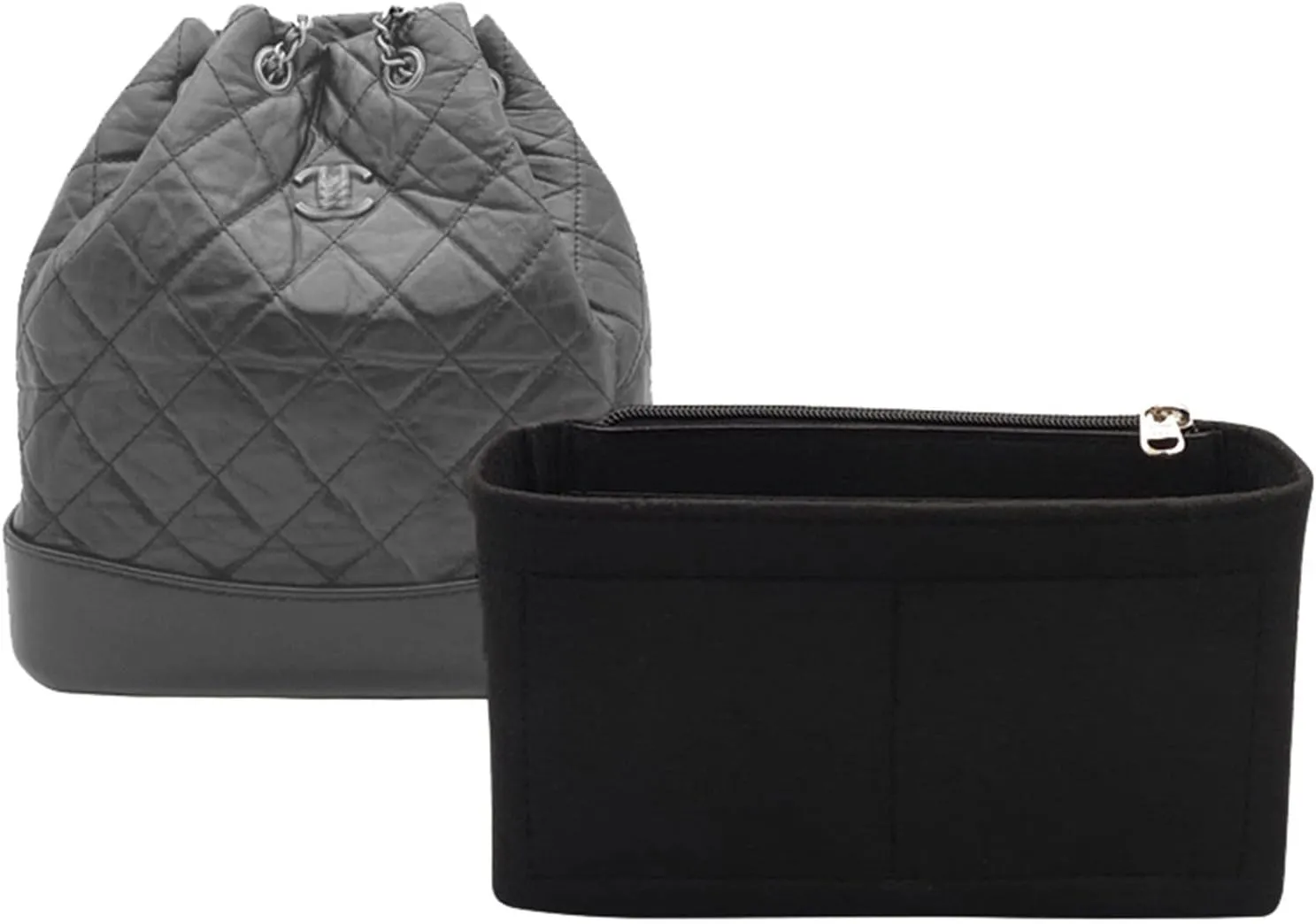 Lckaey Felt Purse Organizer Insert for gabrielle backpack organizer gabrielle tramp bag lining Insert 2074black-S